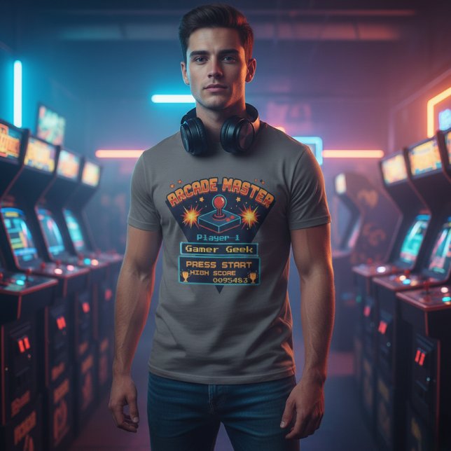 T-shirt Maître de l'Arcade Rétro Personnalisable (Créateur téléchargé)