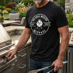 T-shirt Maître du Grill Année d'Etablissement Nom Grillade