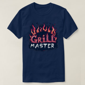 T-shirt Maître du Grill Barbecue Flamboyant Typographie de