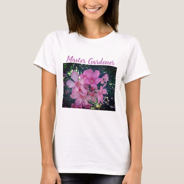 T-shirt Maître jardinier Fleurs de photos rose vif (Devant)