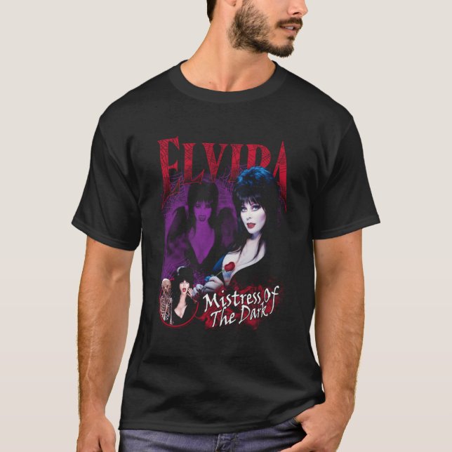 T-shirt Maîtresse Elvira De Violet Foncé Et Rouge (Devant)