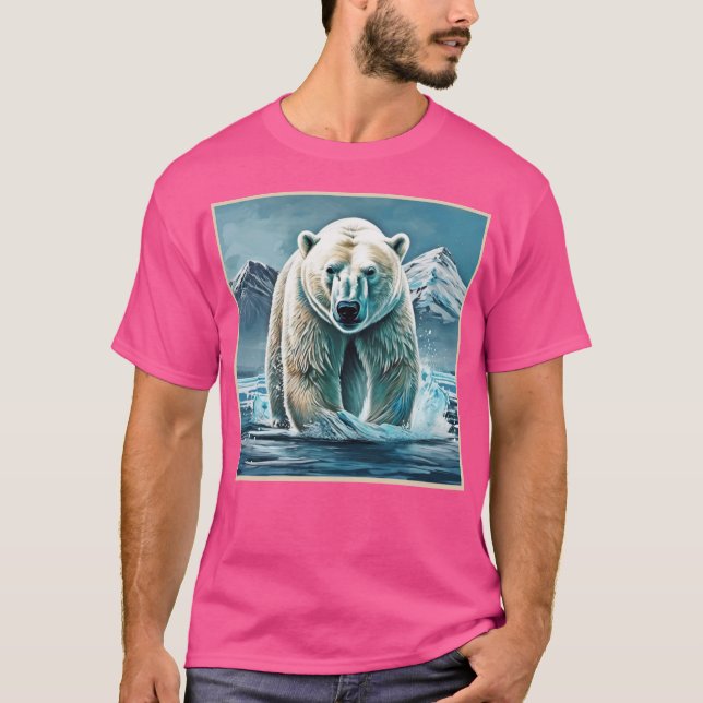 T-shirt Majesté de l'Arctique : Peinture à l'ours polaire (Devant)