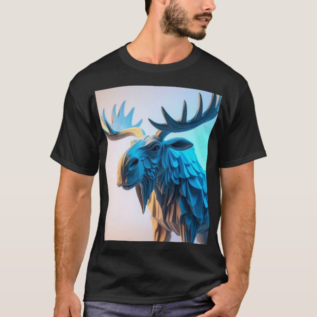 T-shirt Majesté du orignal bleu (Devant)