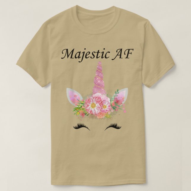 T-shirt Majestic AF, Magique Cute Unicorn Visage rose Flor (Design devant)