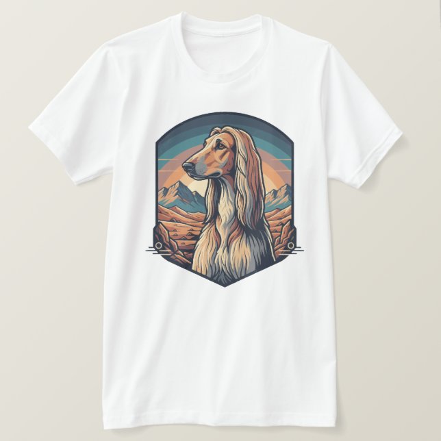 T-shirt Majestic Afghan Hound Mountain Sunset Graphic T-Sh (Design devant)