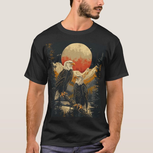 T-shirt Majestic Bald Eagles au lever du soleil - Graphiqu (Devant)
