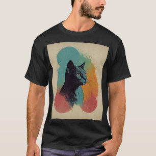 T-shirt Majestic Black Cat Vibrant Design artistique.T-shi