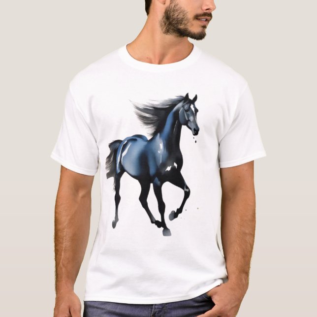 T-shirt Majestic Black Stallion Galloping Men's Graphic (Devant)