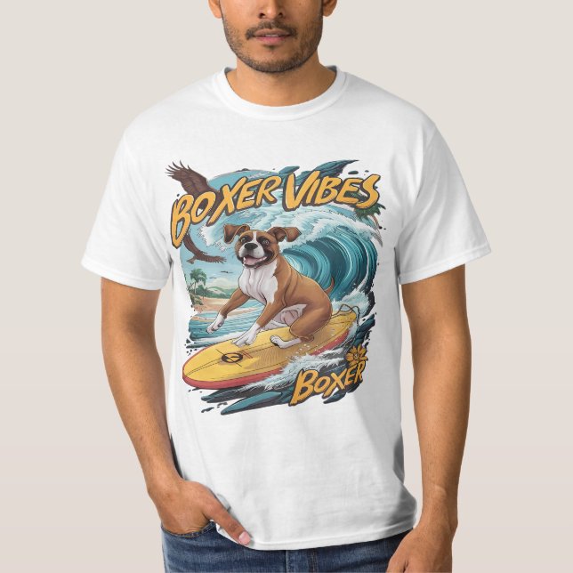 T-shirt Majestic Boxer Chien Surf (Devant)