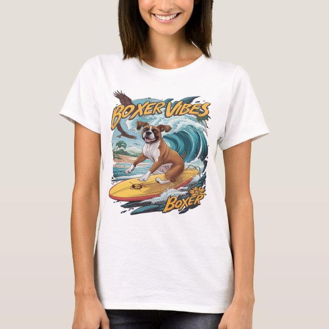 T-shirt Majestic Boxer Chien Surf (Devant)