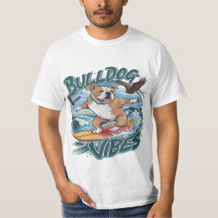 T-shirt Majestic Bulldog Surfer
