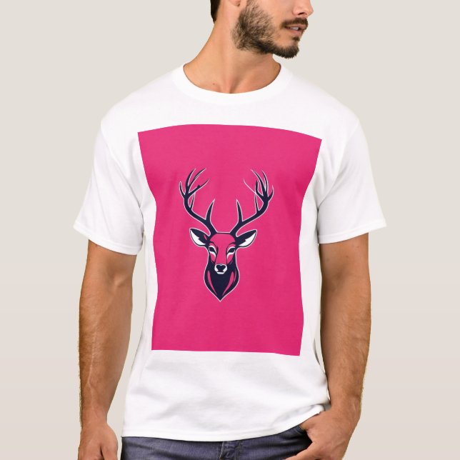 T-shirt Majestic Deer Head Logo design. (Devant)