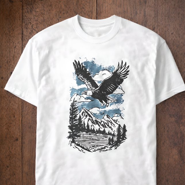 T-shirt Majestic Eagle Mountain Lake Nature Wildlife  (Créateur téléchargé)