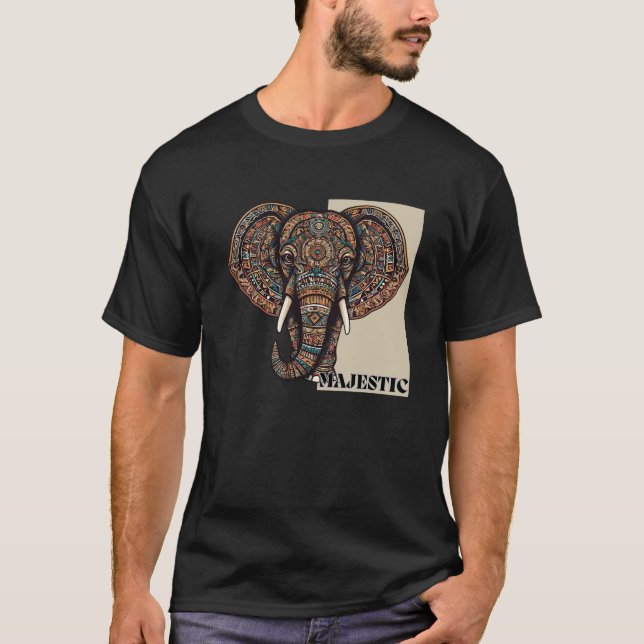 T-shirt Majestic Elephant in Aztec Design (Devant)