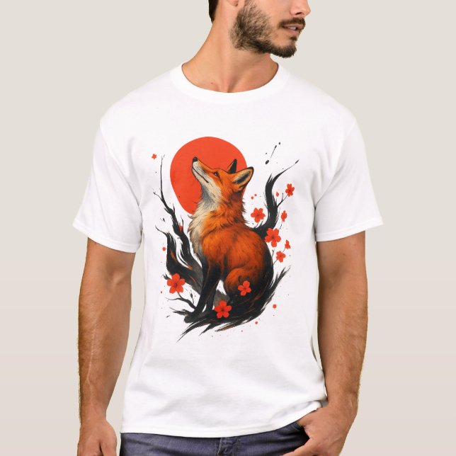 T-shirt Majestic Fox Under the Rising Sun (Devant)
