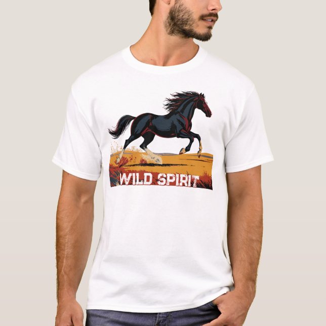 T-shirt Majestic Galloping Horse Freedom Quote Typography  (Devant)