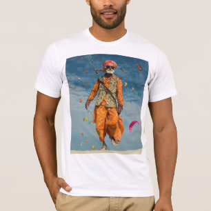 T-shirt Majestic indienne Elder Kite Flying on the Beach