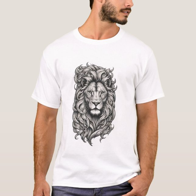 T-shirt Majestic Lion Friendship Tattoo Design (Devant)