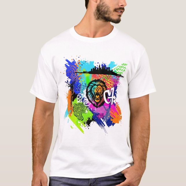 T-shirt Majestic Lion Painting Art – Colorful Lion Illustr (Devant)