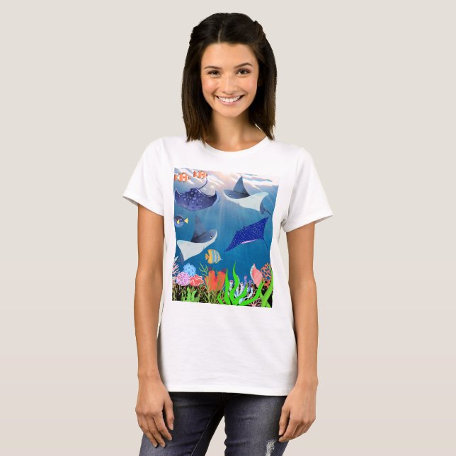 T-shirt Majestic Mantas Et Coraux Reef Oceanic Wonic (Devant entier)