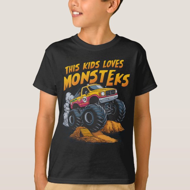 T-shirt Majestic Monster Truck Conquérir Dirt Mountain (Devant)