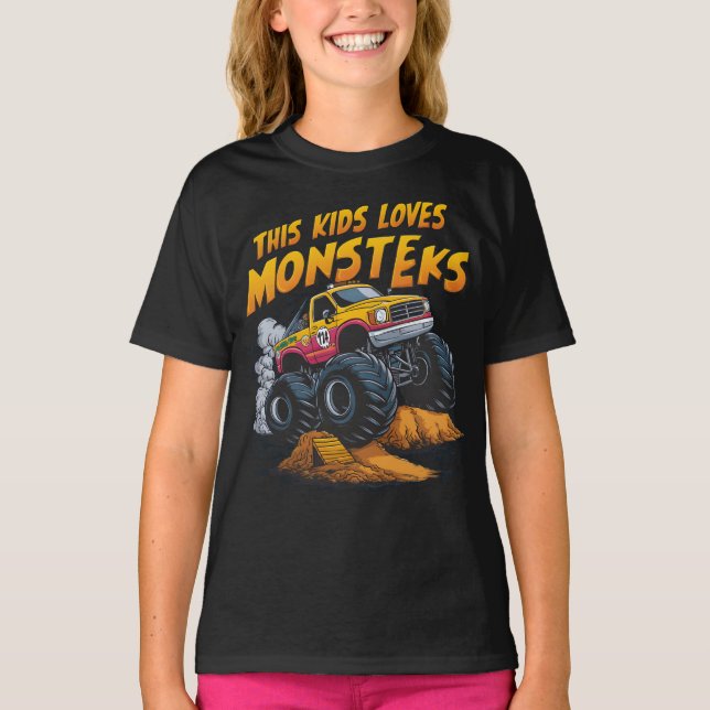 T-shirt Majestic Monster Truck Conquérir Dirt Mountain (Devant)