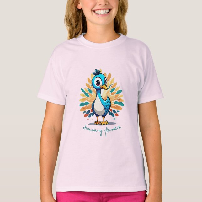 T-shirt Majestic Peacock avec Queue colorée (Devant)