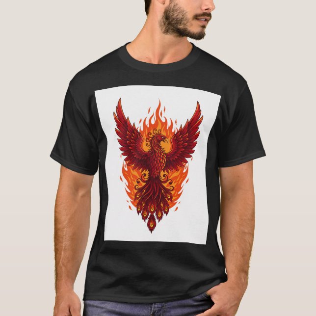 T-shirt Majestic Phoenix Flame Design | Art vectoriel en g (Devant)