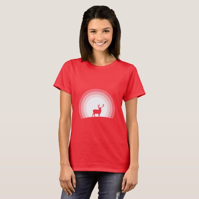 T-shirt Majestic Stag Silhouette Under Lunar Light (Devant entier)