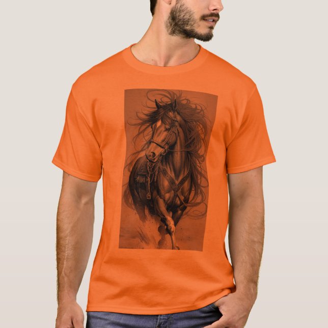 T-shirt Majestic Stallion en safran : Téméraire & Élégant  (Devant)