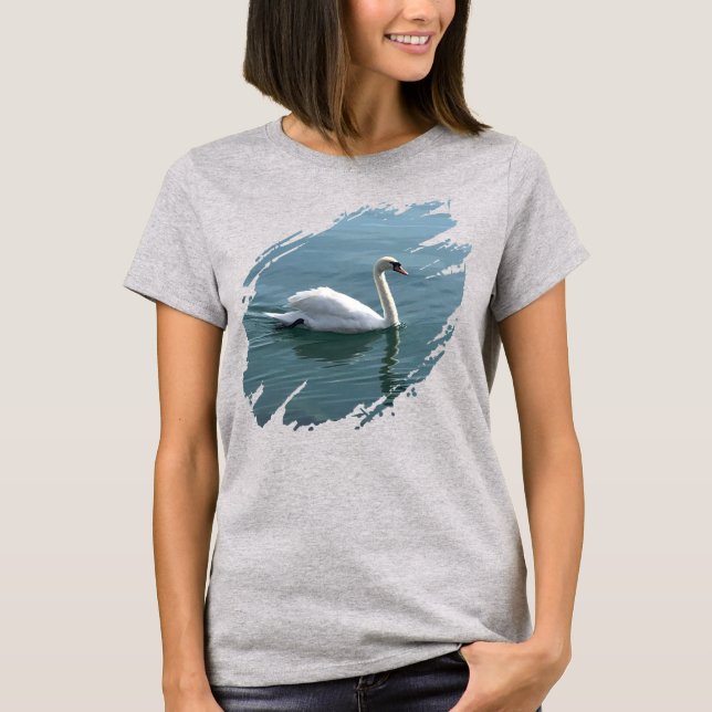 T-shirt Majestic Swan Gliding sur un lac (Devant)