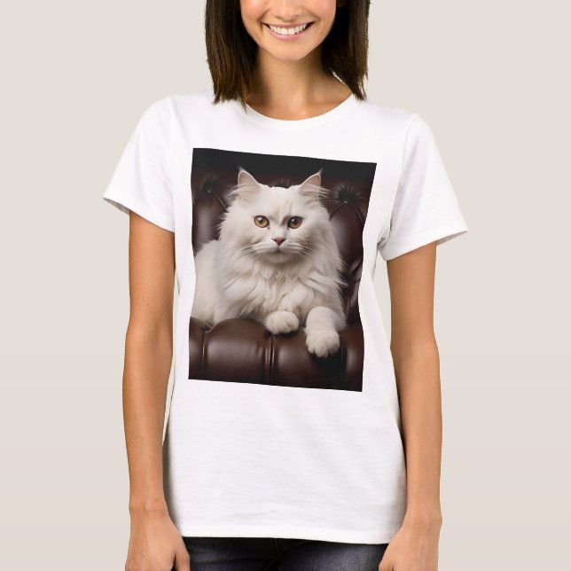T-shirt Majestic white cat (Devant)