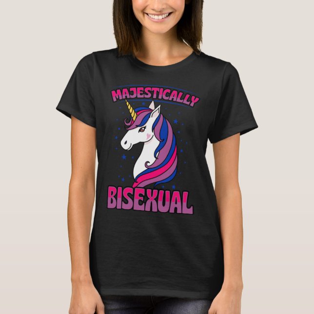 T-shirt Majestiquement Bisexuel Unicorne Bisexuel Pride Am (Devant)