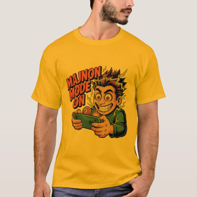 T-shirt MAJNON MODE ON – Funny Gamer with 8‑Ball T (Devant)