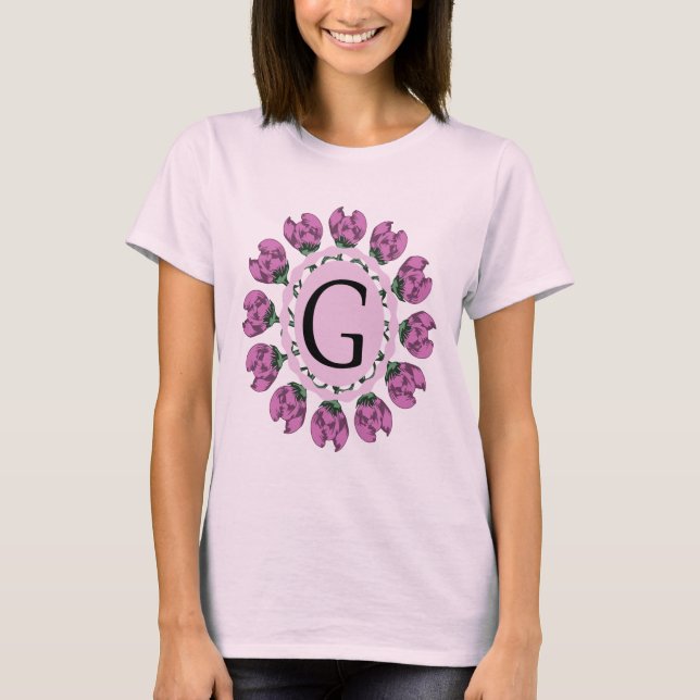 T-shirt Majuscule G monogramme floral (Devant)