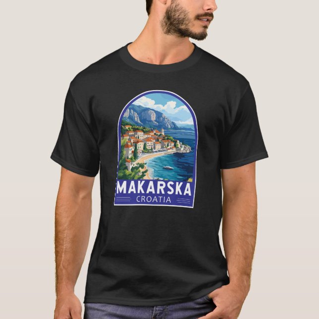 T-shirt Makarska Croatie Emblème d'art de voyage (Devant)
