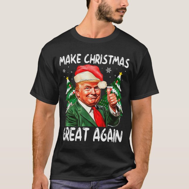 T-shirt Make Christmas Great Again Funny Santa Trump 2025  (Devant)