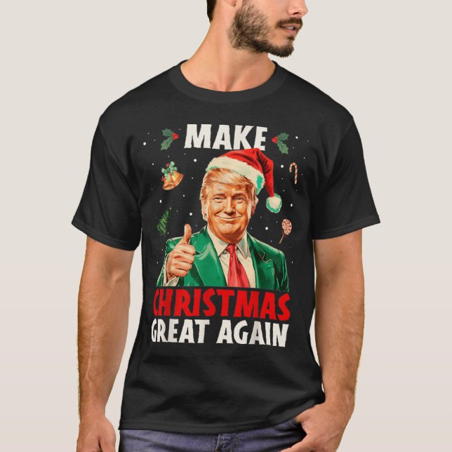 T-shirt Make Christmas Great Again Funny Santa Trump 2025  (Devant)