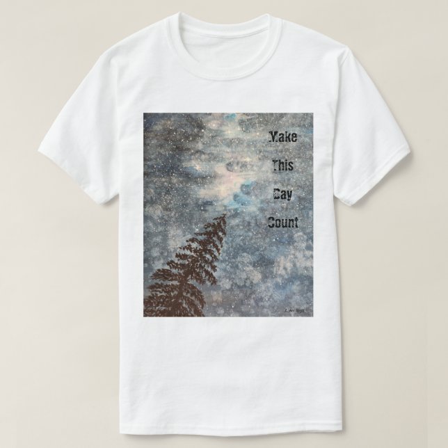 T-shirt Make This Day Count Lone Tree Stars Rugged Nature (Design devant)