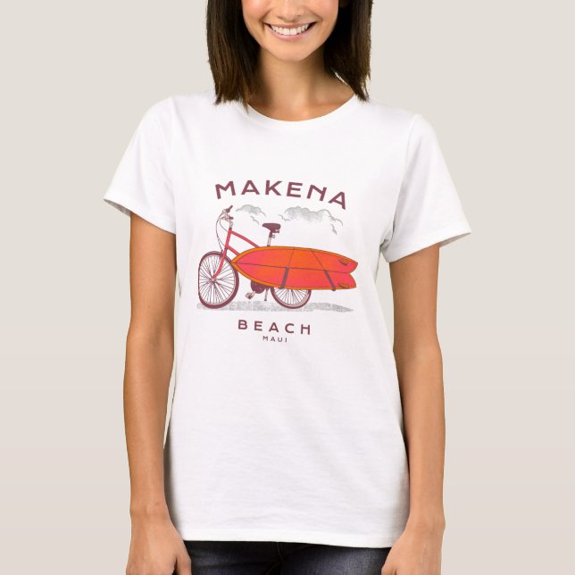 T-shirt Makena Beach Maui Plage Vintage Surf (Devant)