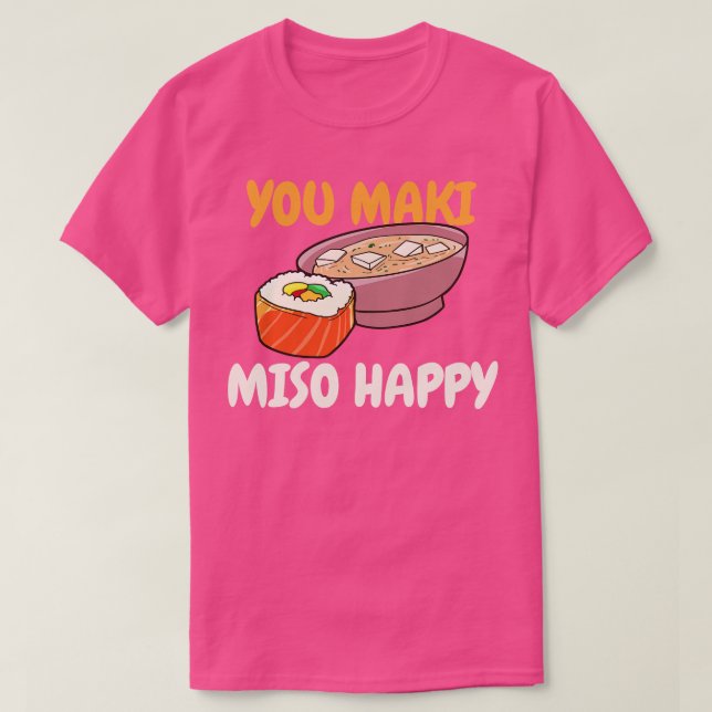 T-shirt Maki Miso Sushi Kawaii (Design devant)