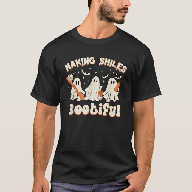 T-shirt Making Smiles Bootiful Halloween Drôle Fantôme (Devant)