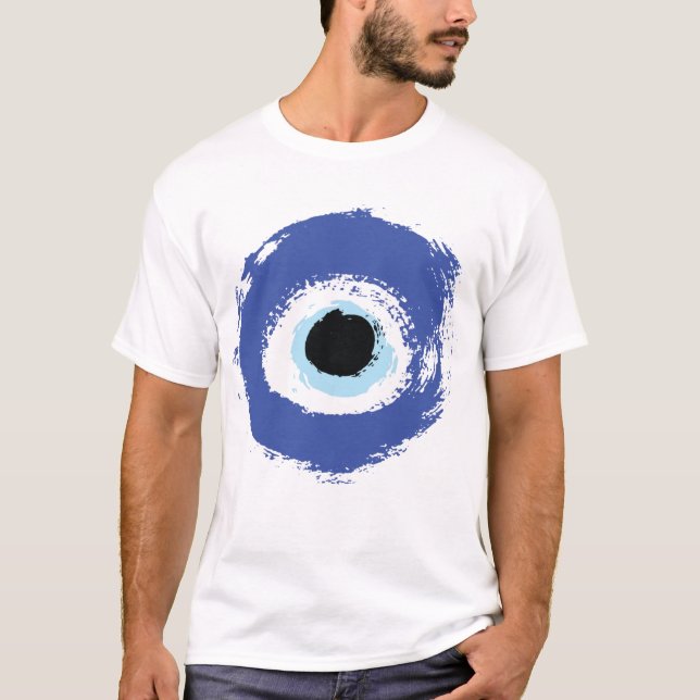 T-shirt Mal Oeil Artiste Bleu Grec (Devant)