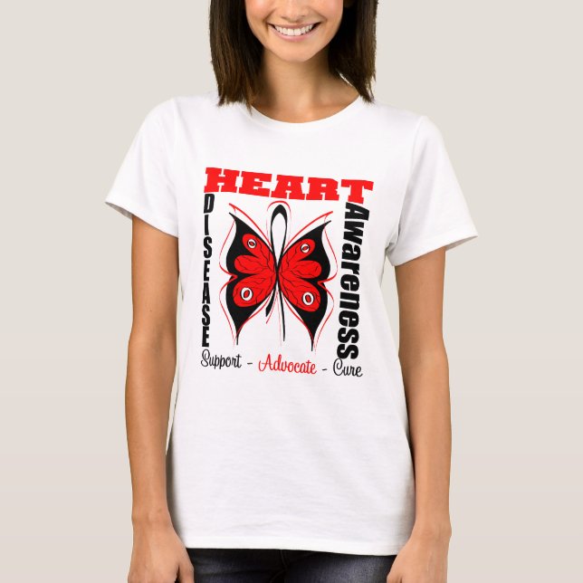 T-shirt Maladie cardiaque de ruban d'art de conscience de (Devant)