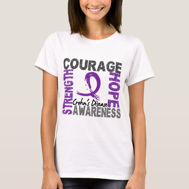 T-shirt Maladie de Crohn d'espoir de courage de force (Devant)