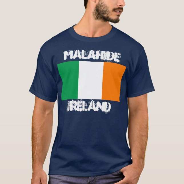 T-shirt Malahide, Irlande avec drapeau irlandais (Devant)