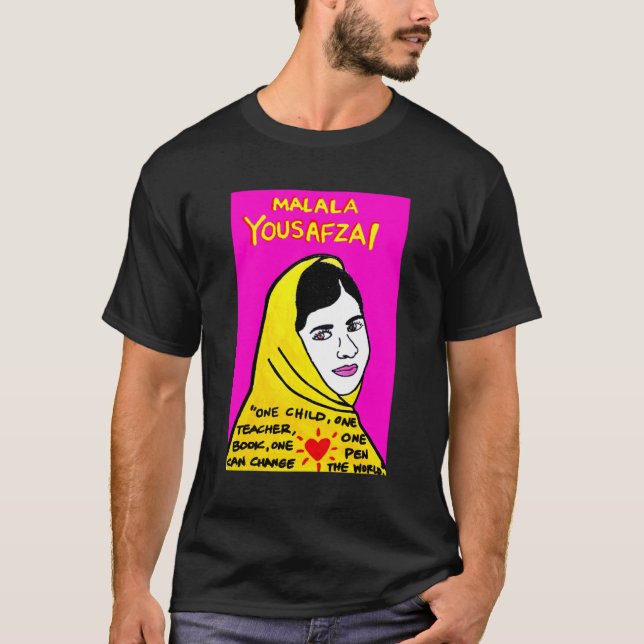 T-shirt Malala Yousafzai Pop Folk Art friends (Devant)