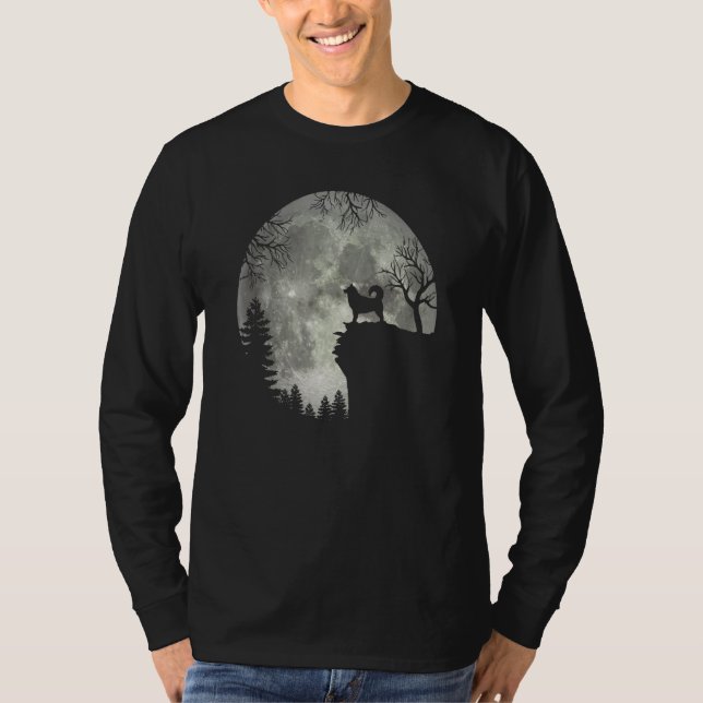 T-shirt Malamute d'Alaska et lune Halloween (Devant)