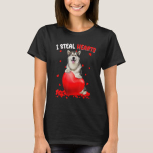 T-shirt Malamute d'Alaska Je vole des cœurs Saint-Valentin