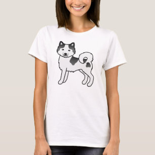 T-shirt Malamute d'Alaska pie noir mignon chien de dessin